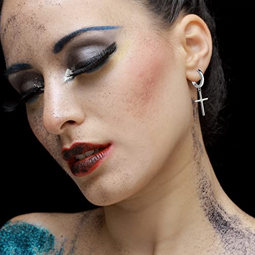 Ldurian Cross Huggie Hoop Earrings | Minimalist Hanging Cross Earrings For Men | Tiny Plain Cross Charm Dangle Drop Studs Jewelry For Women Girls #TOP1