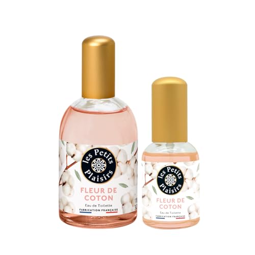 Lote Eau de Toilette Flor de Algodón, 110ml y 30ml, perfume mujer empolvado y envolvente, cofre regalo, Fabricado en Francia