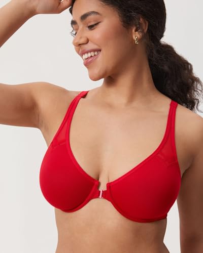 Image of DELIMIRA Women's Front Closure Racerback Plus Size Bra | Full Coverage, Supportive, Underwire, Plunge, No Padding Unlined