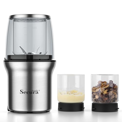 Secura Brands Coffee Grinder Electric Spice Herb Seeds Grinder with...
