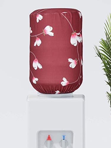 Image of Cortina Printed Water Dispenser Bottle Can Cover | Elastic Closure | Machine Washable | Polyester Material | Environmental Friendly | Digital Print | 45cm x 42cm x 43cm | 20 Lts | 2Pc | Yellow & Red