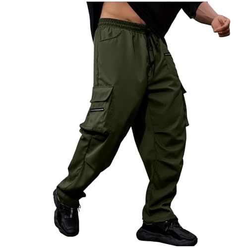 Men's Cargo Pants Loose Fit Sweatpants Stretch Elastic Waist Pants Drawstring Trousers Casual Athletic Cargo Jogger