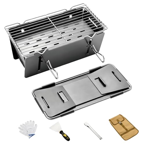 35 x 23 cm, barbacoa de carbón portátil pequeña, plegable y compacta, para exteriores, barbacoa para camping, picnics, jardines y fiestas en la playa, verde