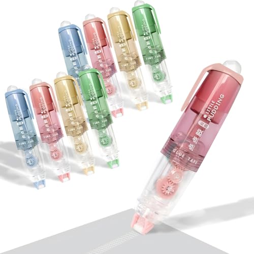 Kaluofan Double Sided Tape for Crafts - 8PCS Glue Tape, 0.2in X 16.4ft Pen Shaped Runner With 360 Rotatable Tip - Roller for Gift Wrapping, Scrapbooking Supplies, Photo