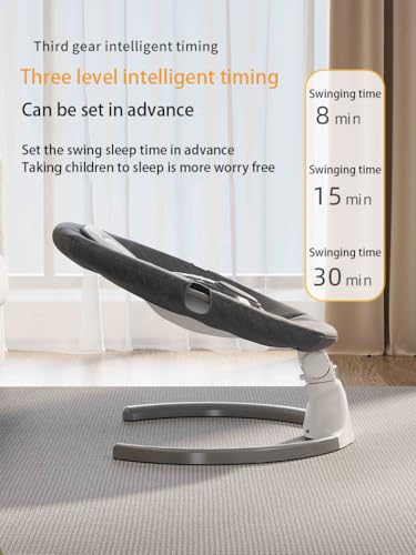 GLOKID Sdraietta Neonati Elettrica，Elettrica Altalena，2in1 Sdraietta dondolo per neonato da 0 fino a 15kg，Cintura di sicurezza a 5 punti，Elettrico per Neonati con telecomando e Bluetooth (YLYGREY)
