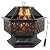 F2C 24in Hexagon Fire Pit Wood Burning Fireplace Hex Shaped Fire Bowl Stove with Spark Screen Cover, Poker Outdoor Camping Patio Garden Backyard