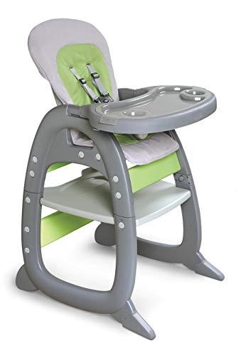 Badger Basket Envee II Baby High Chair with Toddler Playtable & Chair Conversion, Cool Gray/Green