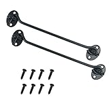 Proshopping 2PCS 8 Inch Stainless Steel Barn Door Hook and Eye Latch - Black, Long Privacy Cabin Swivel Window Hook, Heavy Duty Gate Latch Holder Easy Lock - for Sliding Door, Garage, Shed, Window