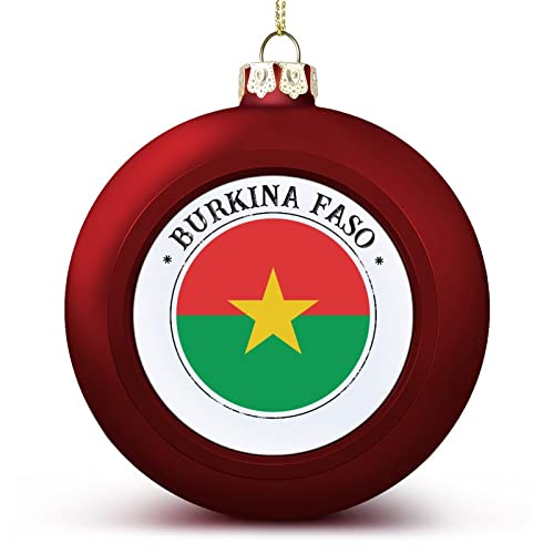 Funlucy Boule de Noël Burkina Faso – Drapeau du Burkina Faso du Burkina Faso Seal Nations Ornements à suspendre Souvenir Cadeau pour sapin de Noël Décoration de vacances saisonnière