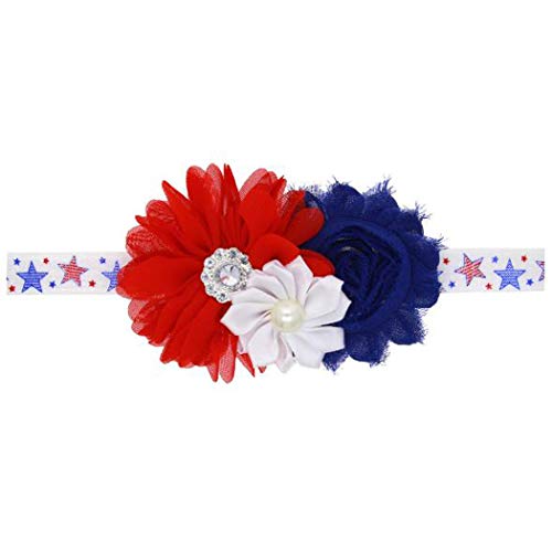 Baby Headband Stripe Stars Hair Band Headwear for 4th of July Flower Headband Hair Accessories TSFD32 (Ear Flower)2