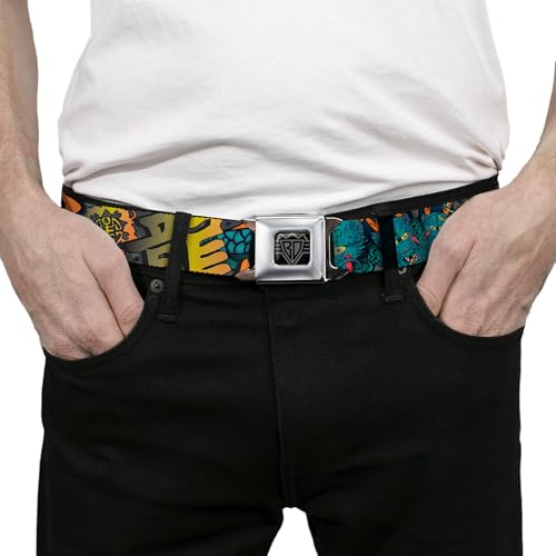 Cinturón con hebilla de cinturón de seguridad multicolor regulable de 1.5" de ancho 3