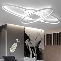 Lámpara LED de Techo de 58 W Regulable Lámpara de Salón con Mando a Distancia Pantalla Acrílica Lámpara de Comedor Lámpara Colgante de Diseño Moderno Ovalado Lámpara de Comedor Dormitorio Baño Decor