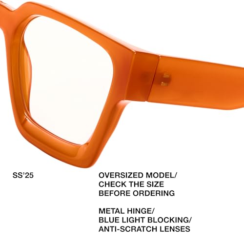 Image of livho Oversized Eyewear Frame for Woman and Men - Rectangle Fashion Glasses for Computer, Chic Preppy Frame
