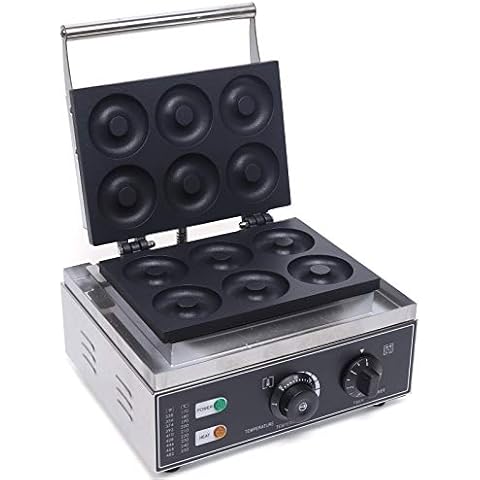 Donut Maschine Kommerzielle Donut Maker Maschine Elektrische Donut-Fritteuse Backgerät Rostfreier Stahl Bäcker 220V (6 Donuts) Cover