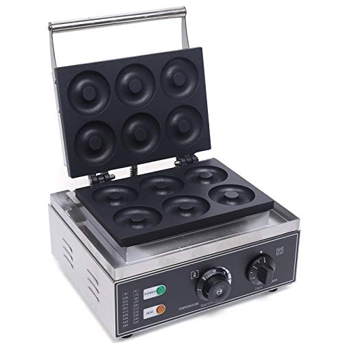 Donutmaker HaroldDol - Máquina para hacer donuts (6 donuts, 1550 W, acero inoxidable, revestimiento antiadherente)