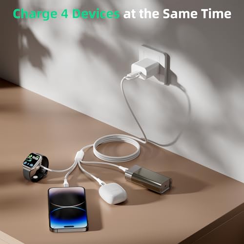 4-in-2 Multi Charging Cable with Smartwatch Charging, 4ft/5ft/6/ft - image 2