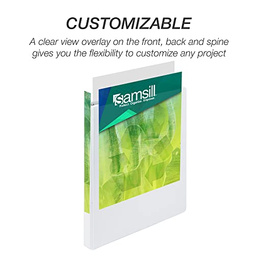 Image of Samsill Plant-Based 0.5 Inch Durable Round Ring, View Binder, Eco-Friendly, USDA Certified Biobased, 6 Pack, White