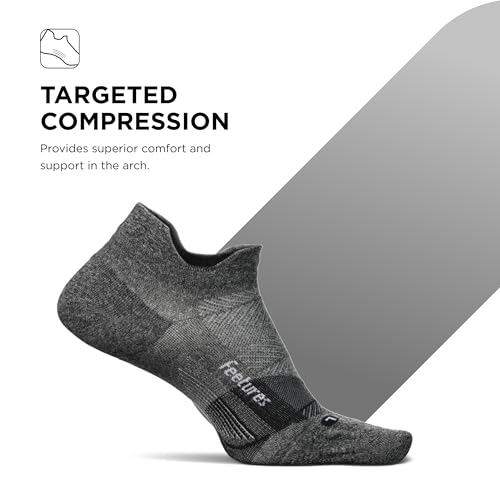 Feetures Elite Ultra Light Cushion Ankle Socks - Sport Sock with Targeted Compression - New Gray, S (6 Pair)3
