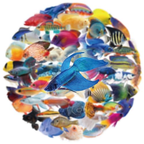 Image of 50 Pcs Clear PET Fish Aesthetic Stickers for Scrapbooking Journaling Junk Journal Scrapbook Supplies - Waterproof Transparent Fishing Decals for Resin Crafts Decorative Art Crafts (Fish)