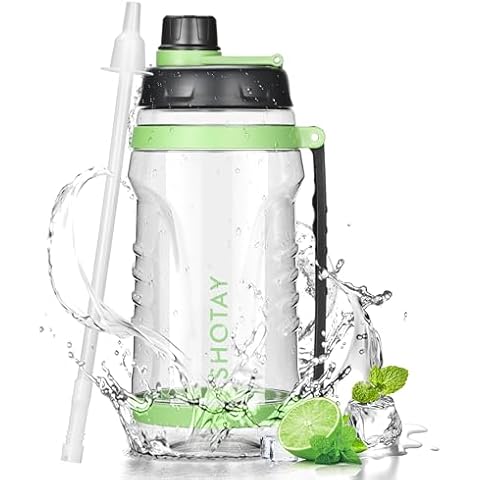 MUCR 2.5L Half Gallon Water Bottle with Straw, 88 oz Large Water Jug with Handle, Leak-Proof & BPA Free, Wide Mouth Water Bottle for Sports, Gym and Strength Training Cover