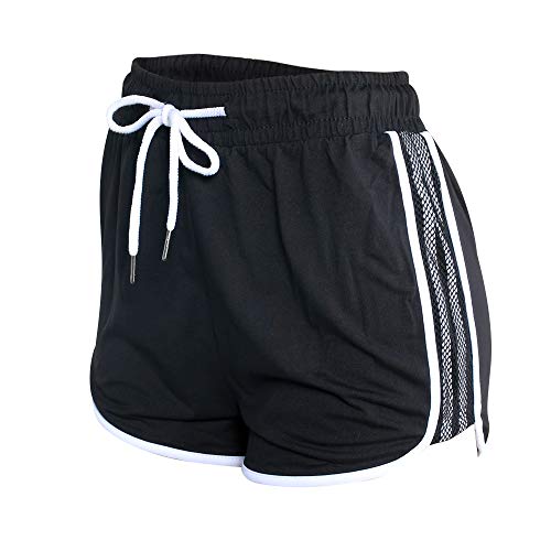 Womens Athletic Workout Running Sports Shorts Premium Soft and Stretch (Large-X-Large, White)