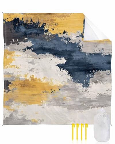 Beach Blanket Sandproof Waterproof Picnic Blankets Watercolor Graffiti Color Block Extra Large Lightweight Outdoor Beach Mat with Corner Pockets for Travel/Camping/Hiking Abstract Oil Painting