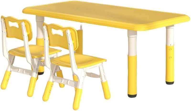 幼稚園の子供用テーブルと椅子セット 長方形調節可能 お絵かき・勉強机兼用 家庭用ダイニング 安定構造耐荷重 取り付け簡単 3～6歳向