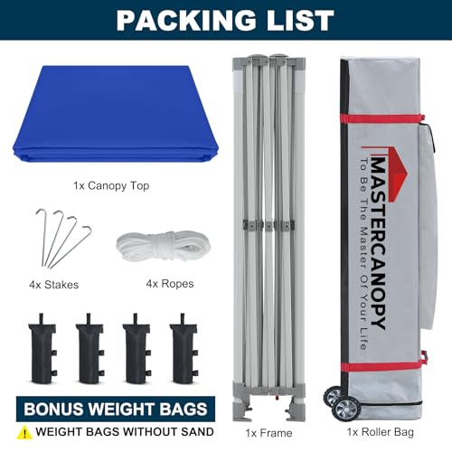 Image of MASTERCANOPY 10x15 Heavy Duty Pop Up Canopy Tent with Roller Bag(Blue)
