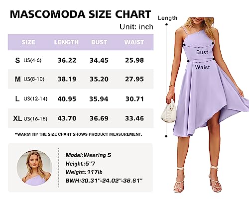 Mascomoda Sexy Spaghetti Strap Summer Dresses For Women 2023 Trendy Satin Sleeveless High Low Swing Midi Cocktail Dresses (Purple, Medium) #TOP5