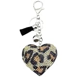 Unpafcxddyig Llavero de corazón con diamantes de imitación para mujer, Negro Amarillo