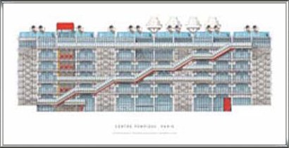 額装済/ポンピドゥー・センター パリ（レンゾ ピアノ） Amazon.co.jp: Poster Renzo Piano Pompidou Center Paris Framed