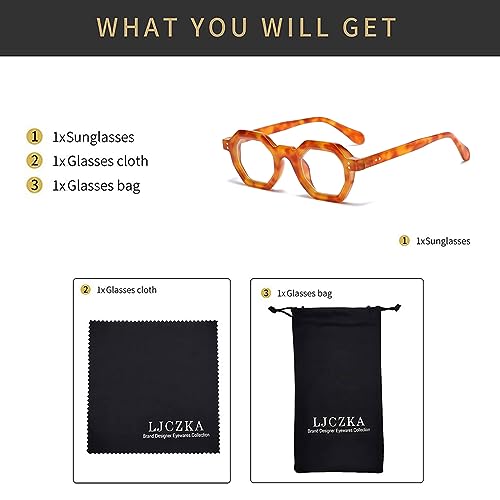 Image of LJCZKA Retro Octagon Sunglasses for Women Men Trendy Unisex Vintage Polygon Shades Small Square Sun Glasses