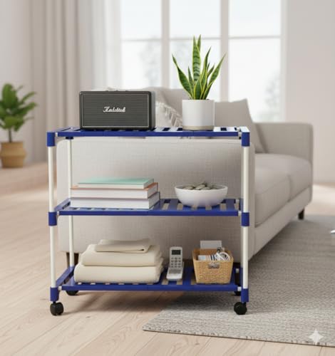 Image of CIPLA PLAST Space-Saving Classy Shoe Organizer, with Wheels, Storage Rack 3-Tier Covered Shoe Rack with 6+ Shoe Capacity, Dustproof Fabric Cover, Powder Coated Metal Frame & Fabric
