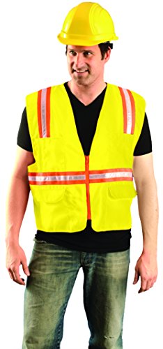 Image of OccuNomix LUX-XTRNSM-YL Classic Solid Front Mesh Back Two-Tone Surveyor Vest, Non-ANSI, Large, Yellow (High Visibility)