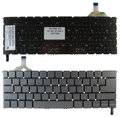 Keyboards4Laptops Alemán Retroiluminada Plata Teclado de Repuesto para Ordenador portátil Compatible con Acer Aspire S7 391 9886