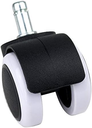 LIHAO 5pcs Replacement Office Chair Wheels Caster Wheels Resistant for Hard Floors (White and Black, 10 x 50 mm)