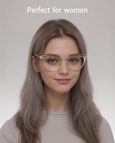 Image of ANRRI Classic Elegant Cat Eye Style Blue Light Blocking Computer Glasses for Women Vintage Frame