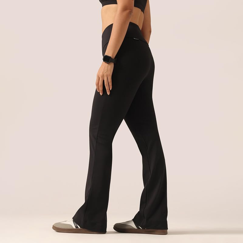 Image of BlissClub Women's Ultimate Kick Flare Pants - Lite, 4-Way Stretch, High Waist, Pintuck Detail, Flared Fit, Sweat-Wicking, All-Daywear