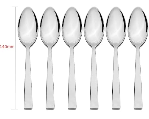 Image of 12 Piece Stainless Steel Tea Spoon Set for Tea, Coffee, Sugar & Spices, Small Spoons, Silver, Thickness: 1.8mm, Length: 14.5 cm