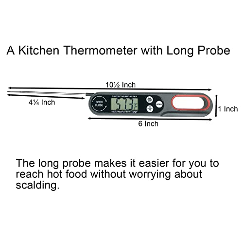 Wotermly Digital Kitchen Meat Thermometer With Backlight Lcd And Foldable Long Probe, Instant Read Food Cooking Thermometer Use For Grill,Liquid, Bbq, Baking And Candy #TOP1