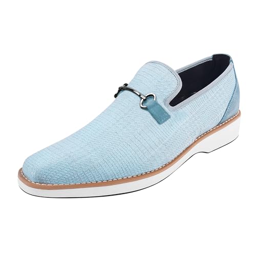 Image of LIBERTYZENO Mens Tuxedo Canvas Textile and Suede Leather Noble Loafers and Slip On Wedding Party Shoes for Easter Gift