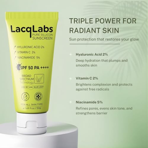 Image of Sunscreen SPF 50 PA++++ | Next Generation sillicon gel technology | Invisible Primer Finish & Lightweight | No White Cast | Broad Spectrum & Blue Light Protection | Clinically Tested | No White Cast |Acne Safe | For Oily, Dry, Sensitive, Combination, Dull, Acne Prone Skin| For Women & Men | 50g