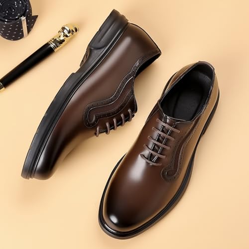 Mens Genuine Leather Wingtip Brogue Lace Up Dress Oxford Shoes Lightweight Non Slip Derby Shoes for Formal Business Wedding4