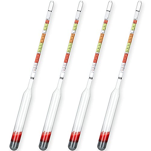 4 Pieces Beer Hydrometer Plastic ABV Tester Triple Scale Hydrometer Specific Gravity Tester Beer Brewing Hydrometer for Home Brew Beer Wine Mead Whiskey