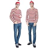 [LAMONKE] ハロウィン コスプレ ウォーリー 大人用 男性 仮装 3点セット ウォーリーを探せ メンズ コスプレ衣装 舞台演出服 コスチューム クリスマス 新年会 忘年会 コスプレイベント仮装 学園祭 文化祭(男性,M)