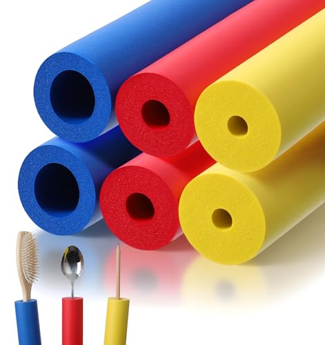 Foam Grip Tubing, 6 Pcs Foam Tubing for Handle Grip, Elderly (Red, Blue, Yellow)