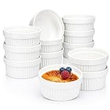 COM-FOUR®12x Moldes para soufflé - Cuencos de cerámica para horno - Cuencos para postres y pastelería - 270 ml en blanco