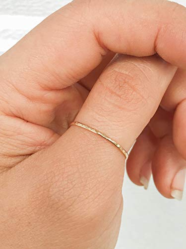 Ellie J Maui Hammered Gold Ring, Gold Stacking Rings thumb #3