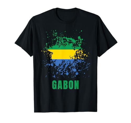 Gabon Retro Vintage Aquarelles Sport Drapeau Gabonais Souvenir T-Shirt