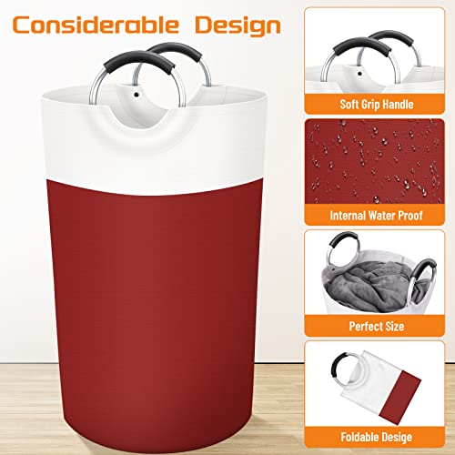 Image of BlissTotes 90L Laundry Basket, Freestanding Collapsible Hamper, Red | Collapsible Dirty Clothes Hamper, Foldable Laundry Bag for Dorm, Waterproof Fabric, Padded Aluminum Handles